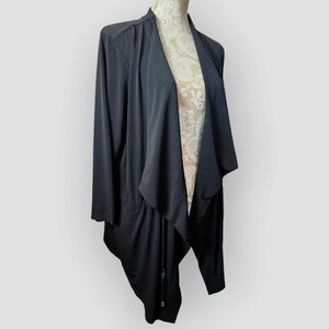 Black open liquid knit cardigan by Susan Graver size 1X